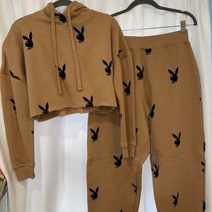 Playboy crop top sweater and pant set